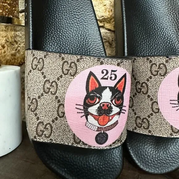 Leather Flip Flops with Print Sandals Women's Slippers Beach Sandals Size: 8