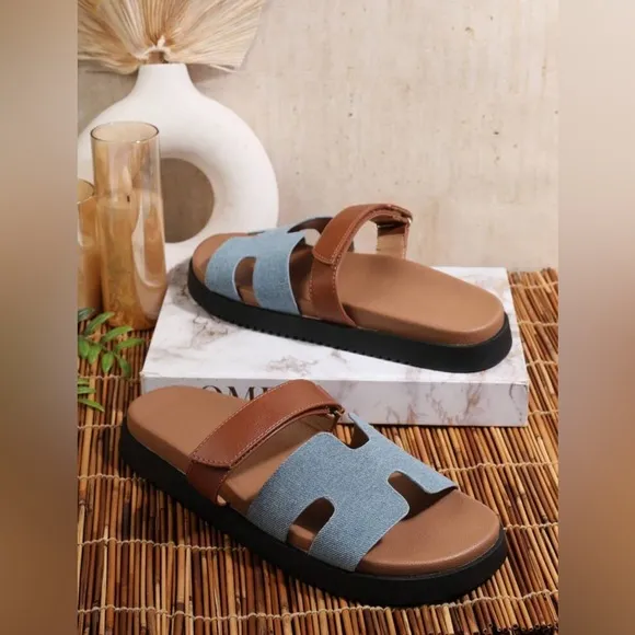 Leather PU Women's Fashionable Flat Sandals
