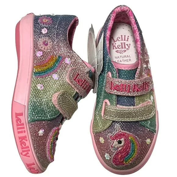 Lelli Kelly Toddler Girls Fashion Sneakers Size 7 Silver Pink Glitter