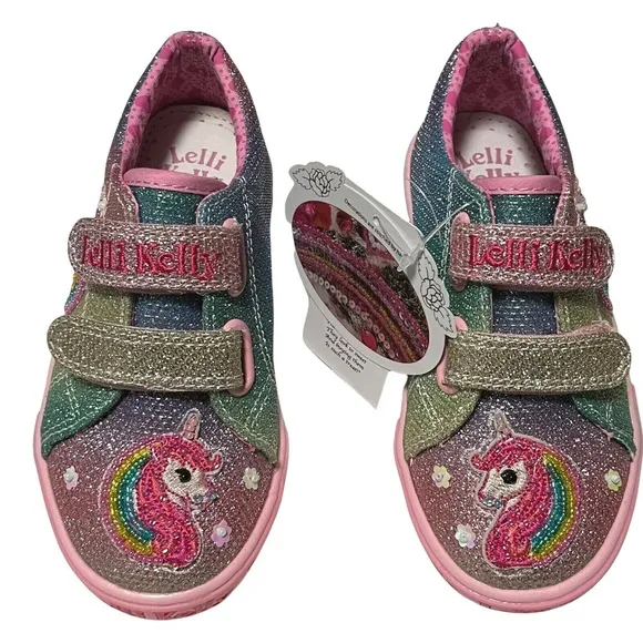 Lelli Kelly Toddler Girls Fashion Sneakers Size 7 Silver Pink Glitter