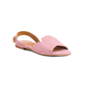 LES ITALIENNES Pink Made In Italy Suede Flat Sandals