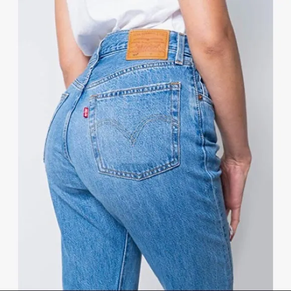 Levi’s 501 Original High Rise Straight Leg Distressed Crop Jean Sansome Blue 28