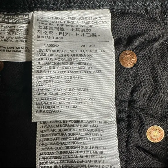 Levi's Big E 501 T Selvedge Denim Tapered Black Jeans Blue Tab Women’s Size 26