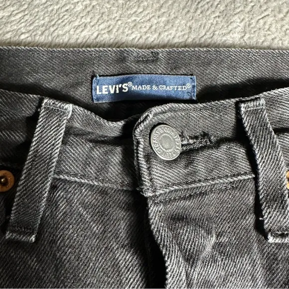 Levi's Big E 501 T Selvedge Denim Tapered Black Jeans Blue Tab Women’s Size 26