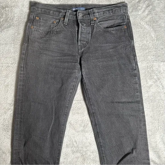 Levi's Big E 501 T Selvedge Denim Tapered Black Jeans Blue Tab Women’s Size 26