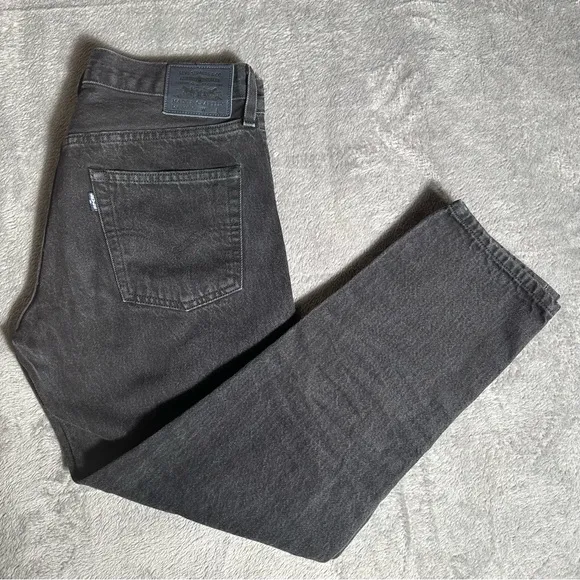 Levi's Big E 501 T Selvedge Denim Tapered Black Jeans Blue Tab Women’s Size 26