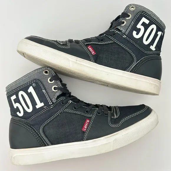 Levis Mens 501 Mason HI CHM Sneakers High Top in Denim Blue sz 8 Casual Fashion