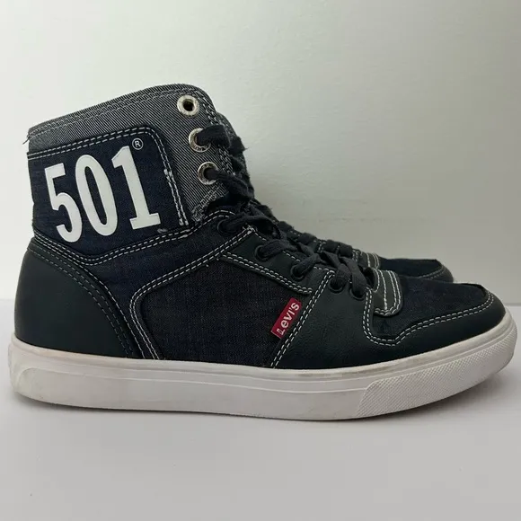 Levis Mens 501 Mason HI CHM Sneakers High Top in Denim Blue sz 8 Casual Fashion
