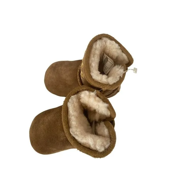 Life Uggs Jeremy Scott embroidery gold metallic suede baby boots  6/12 mo
