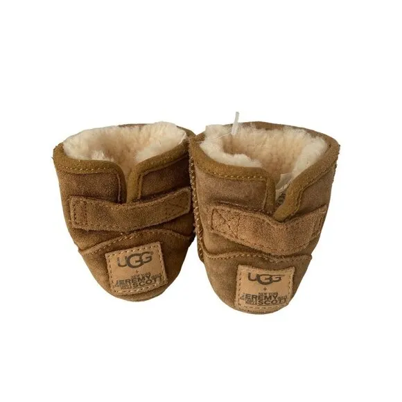 Life Uggs Jeremy Scott embroidery gold metallic suede baby boots  6/12 mo