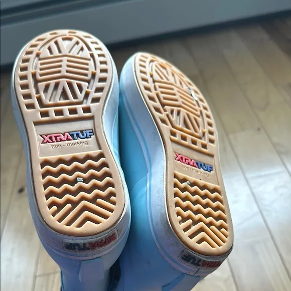 Light Blue Winter Rain Boots with Slip-On Style and Rubber Material