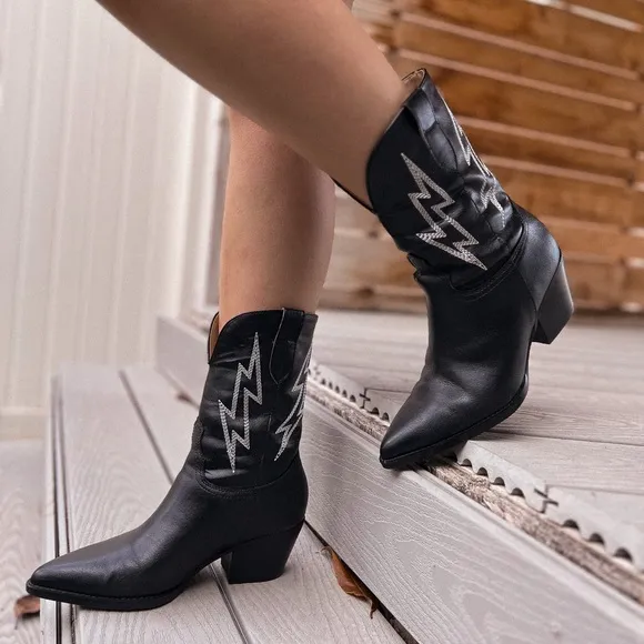 lightning bolt cowboy booties