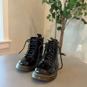 Like New Dr Martens Black Patent Leather Lace-Up Boots