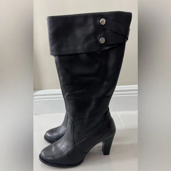 LIKE NEW Harley Davidson Black leather 4” heel boots Size 8.5