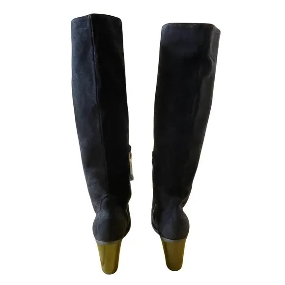 Lillimil $295 Black Suede Knee High Boots EU 38 Size 8 NEW