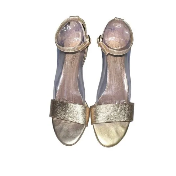 Lilly Pulitzer Bridgette Gold Metallic Leather Wedge Sandal‎ Heels Size 9.5