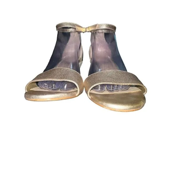 Lilly Pulitzer Bridgette Gold Metallic Leather Wedge Sandal‎ Heels Size 9.5