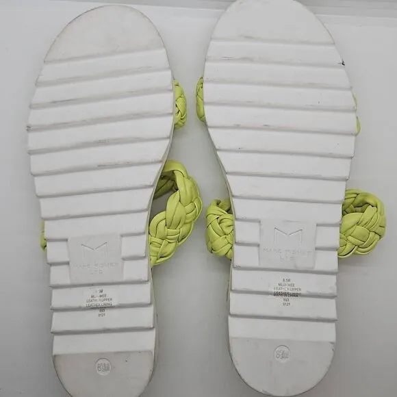Lime Green Jaime Flat Marc Fisher Slip On Women Sandals Espadrille Size 8.5