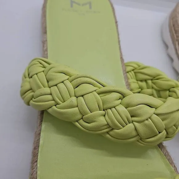 Lime Green Jaime Flat Marc Fisher Slip On Women Sandals Espadrille Size 8.5