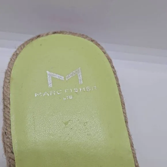 Lime Green Jaime Flat Marc Fisher Slip On Women Sandals Espadrille Size 8.5