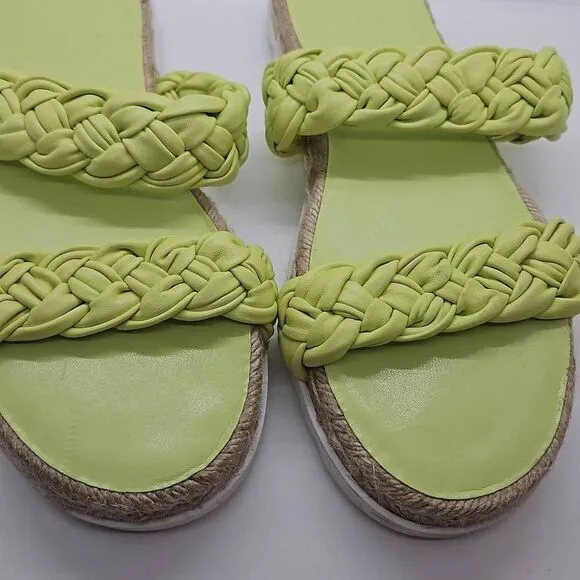 Lime Green Jaime Flat Marc Fisher Slip On Women Sandals Espadrille Size 8.5