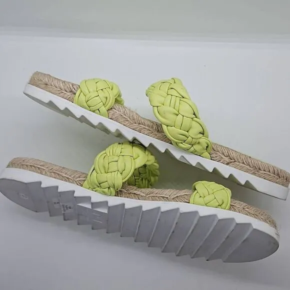 Lime Green Jaime Flat Marc Fisher Slip On Women Sandals Espadrille Size 8.5