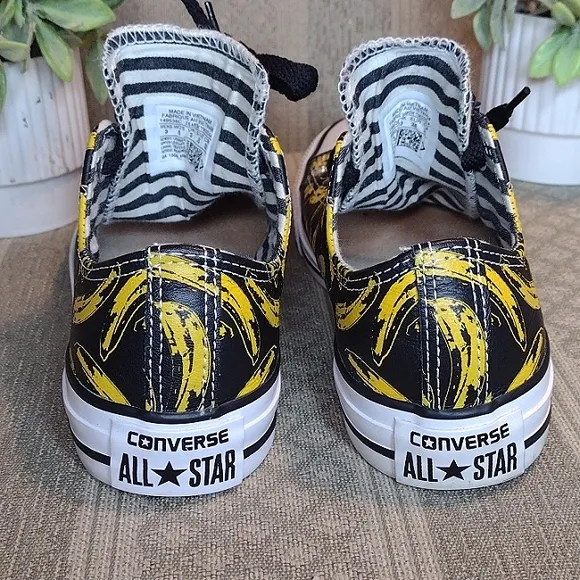 Limited Edition Converse X Andy Warhol Leather Banana Print Low Ox Sneakers