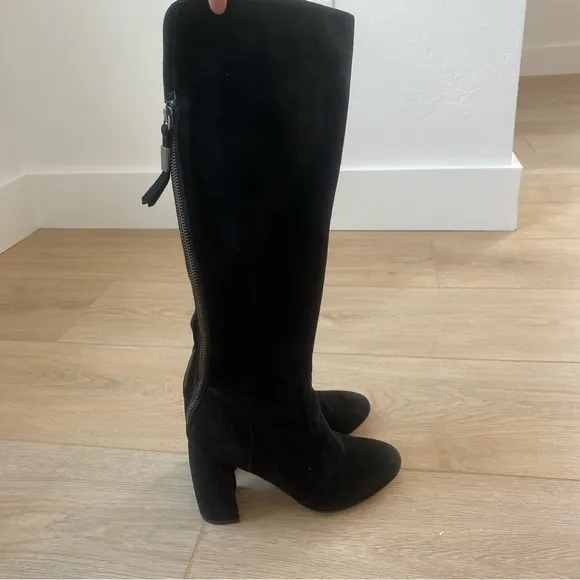 Linea De Paola Black Suede Heeled Boots