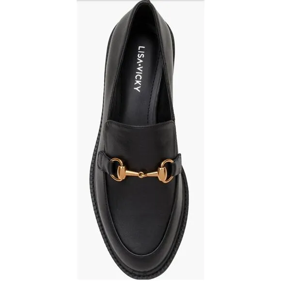 Lisa Vicky Zany-V Loafers Black Sheep Nappa Leather Women Size 8 M