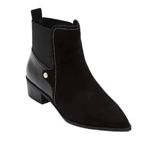 Liz Claiborne Black Ankle Stacked Heel Booties Slip On Barrington Boots Size 7.5