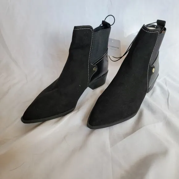 Liz Claiborne Black Ankle Stacked Heel Booties Slip On Barrington Boots Size 7.5