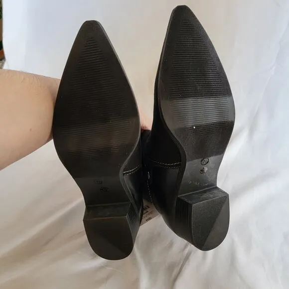 Liz Claiborne Black Ankle Stacked Heel Booties Slip On Barrington Boots Size 7.5