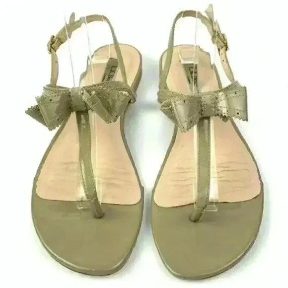 LK Bennett sandals 37.5 6.5 taupe patent leather