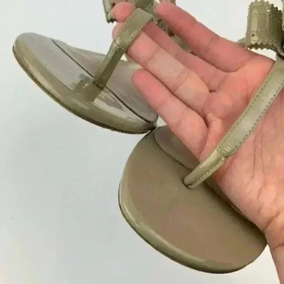 LK Bennett sandals 37.5 6.5 taupe patent leather