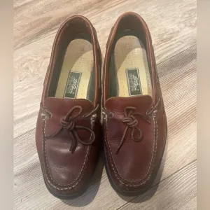 LL Bean Allagash Bison Mens 11 Wide Hand Sewn Brown Leather Moccasin Loafers