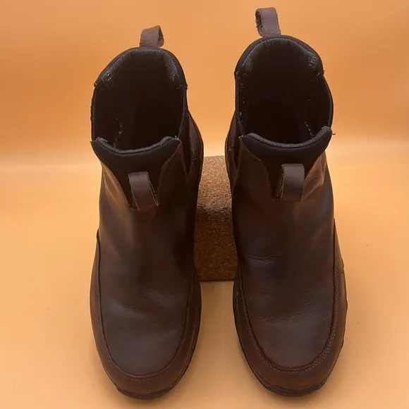 LL BEAN Newington Slip On Ankle Brown Leather Boots Waterproof Size 9.5 Wide