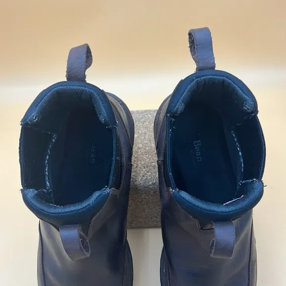 LL BEAN Newington Slip On Ankle Brown Leather Boots Waterproof Size 9.5 Wide