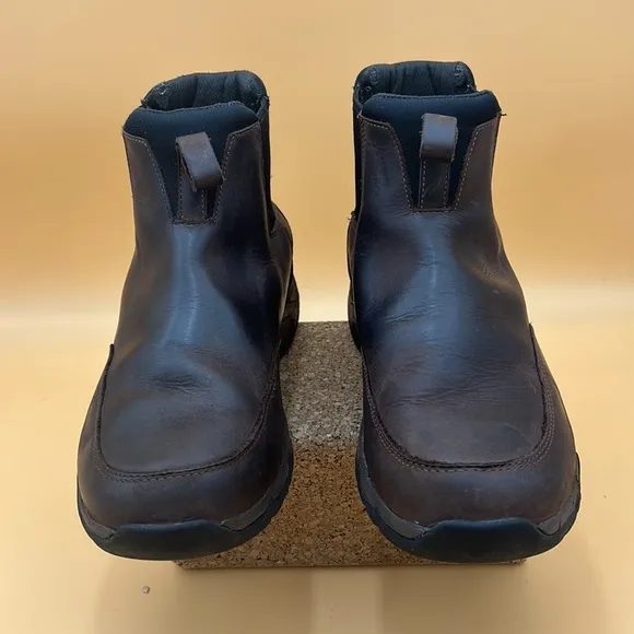 LL BEAN Newington Slip On Ankle Brown Leather Boots Waterproof Size 9.5 Wide