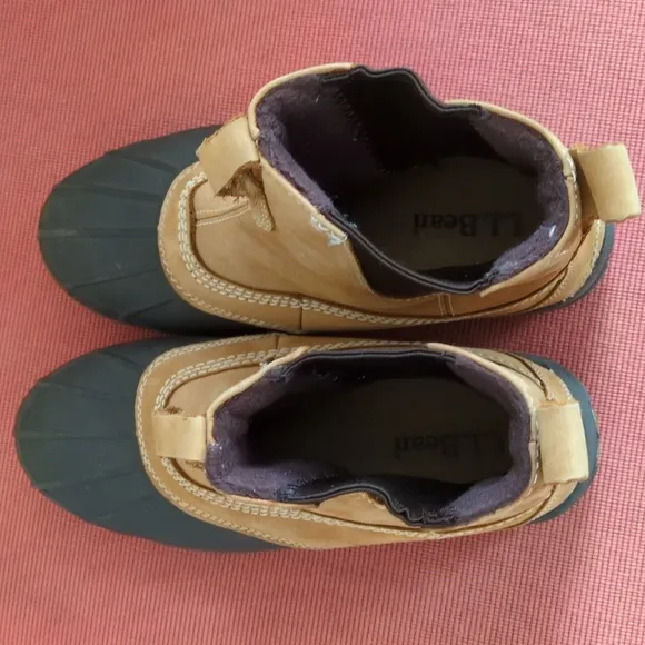 L.L. Bean Tan Leather Insulated Slip On Duck Boots Size 6.5