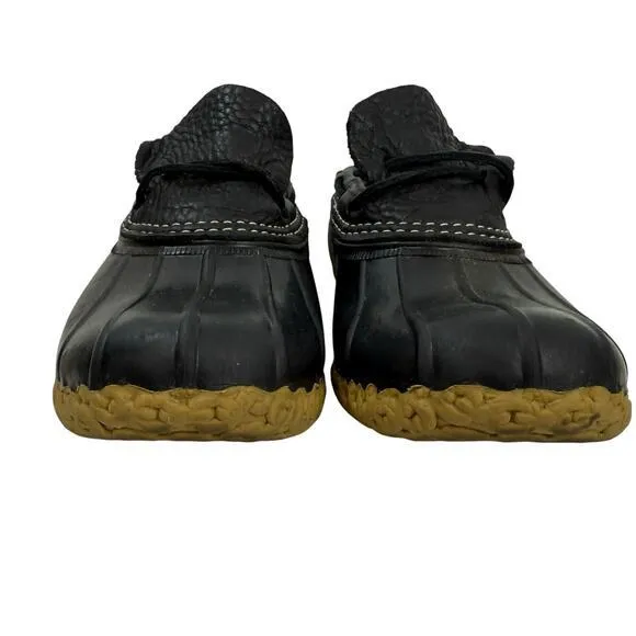 L.L.Bean Rubber Duck‎ Bean Short Boots Black Leather Slip On Womens Size 7 USA