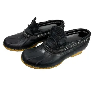 L.L.Bean Rubber Duck‎ Bean Short Boots Black Leather Slip On Womens Size 7 USA