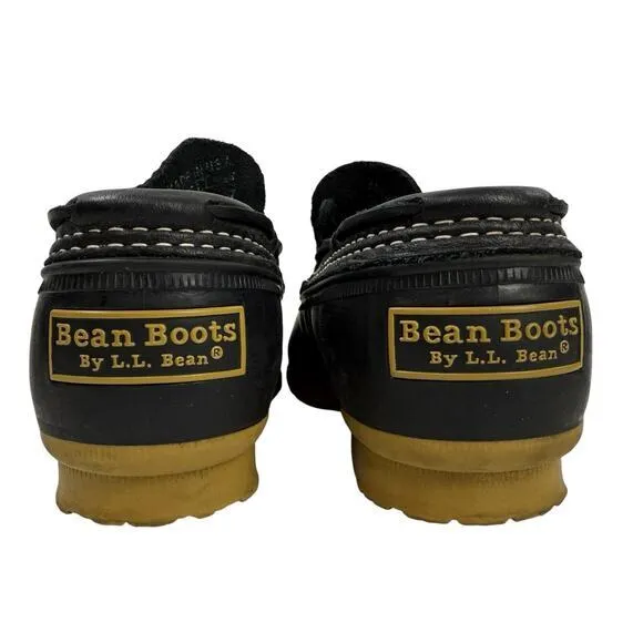 L.L.Bean Rubber Duck‎ Bean Short Boots Black Leather Slip On Womens Size 7 USA
