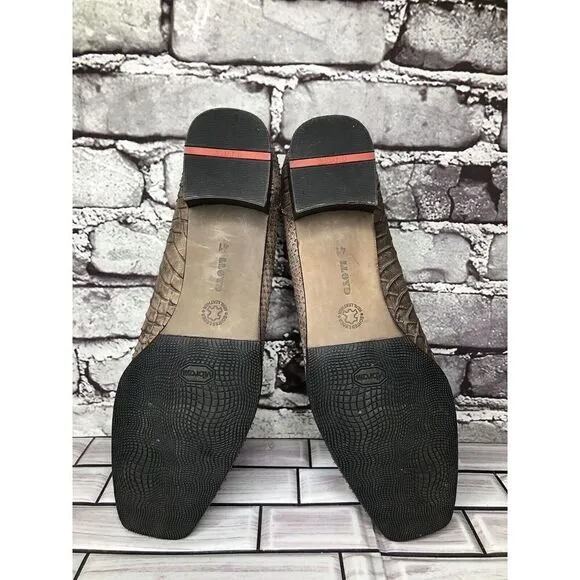 Lloyd Vibram Bronze Shimmer Leather SnakeSkin Designer Loafers Women Sz 41EU/10M