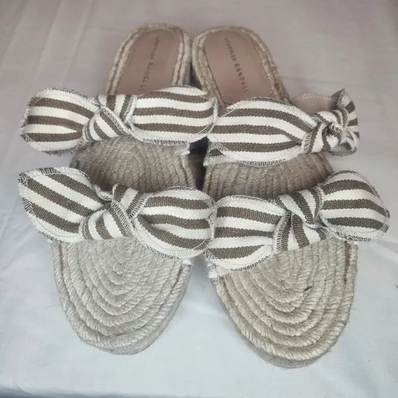 Loeffler Randall Daisy Open-Toe Leather Espadrille Platform Slide Sandal 11M