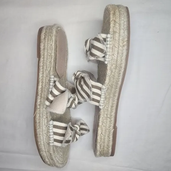 Loeffler Randall Daisy Open-Toe Leather Espadrille Platform Slide Sandal 11M