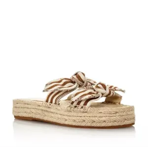 Loeffler Randall Daisy Open-Toe Leather Espadrille Platform Slide Sandal 11M