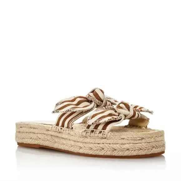 Loeffler Randall Daisy Open-Toe Leather Espadrille Platform Slide Sandal 11M