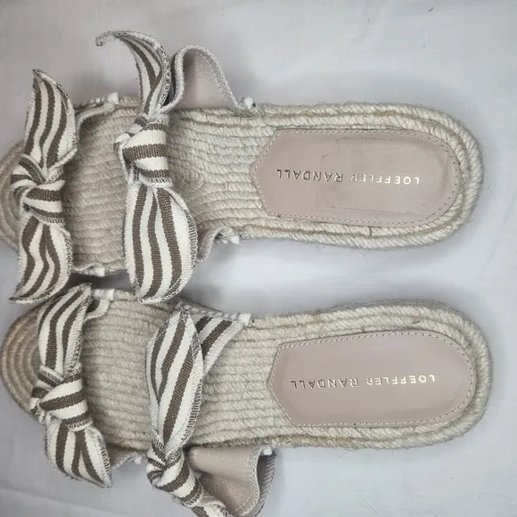 Loeffler Randall Daisy Open-Toe Leather Espadrille Platform Slide Sandal 11M