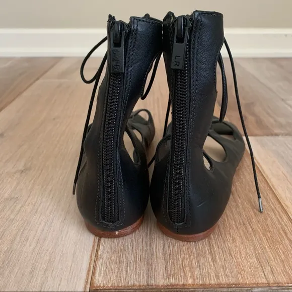 Loeffler Randall Dani Black Lace Up Flat Sandals