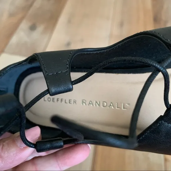 Loeffler Randall Dani Black Lace Up Flat Sandals